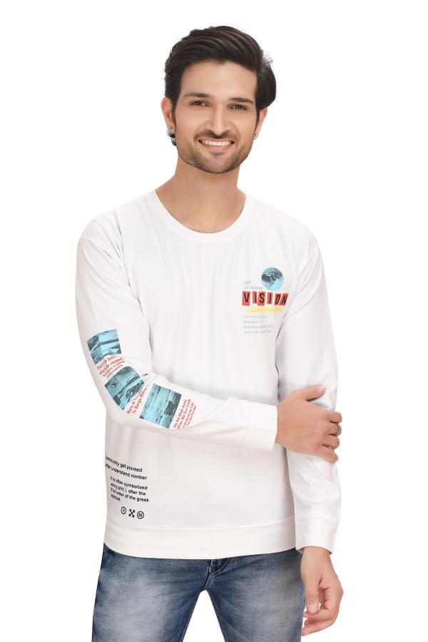 White Full Sleeves Sweatshirt For Men