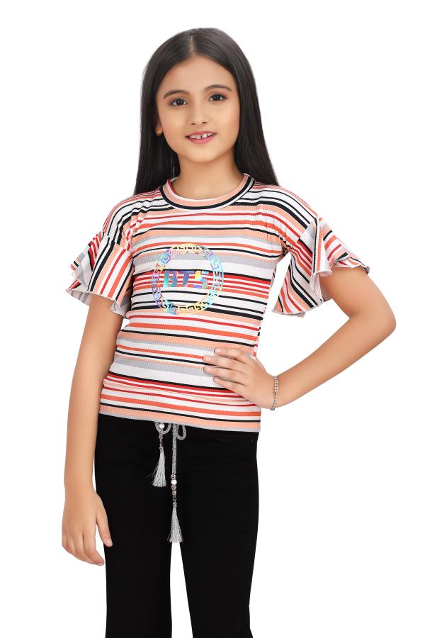 Peach Mix Colour Half Sleeves T-Shirt For GIRLS