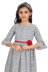 Black & White Printed Frock For Girls 