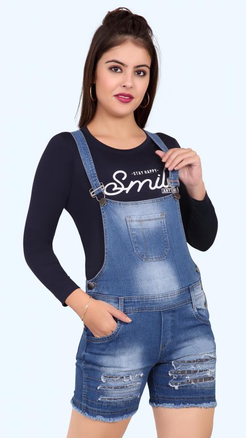 Made by Olivia Women's Juniors Cute Denim Overall Shorts - Walmart.com