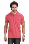 Dark Pink Half Sleeves Collar T-Shirt For Men 