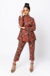 Red Multi Printed Suit Kurti Top & Pant Co-Ord Set For Women 