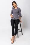 Grey 3/4 Sleeves Formal Shirt For Women 