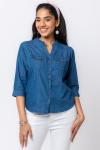 Stone Blue Denim Shirt For Women 