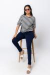 White & Black Stripes Crop  T-Shirt For Women 
